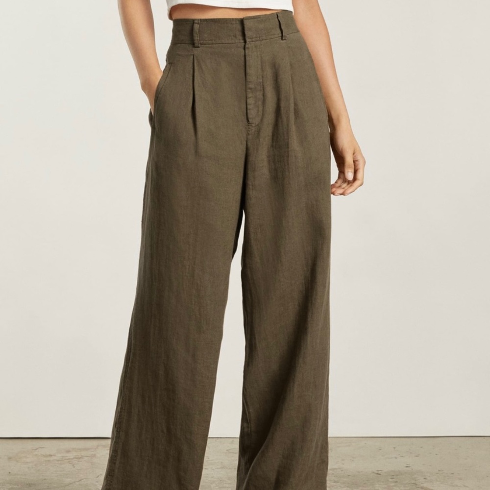 Everlane Way High Linen Pant Beech Size 14